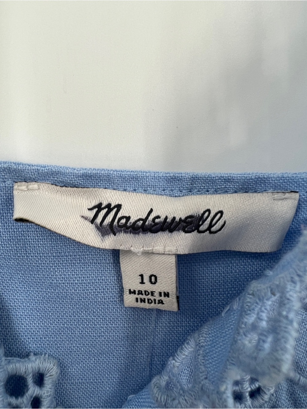 Madewell NWT Sweetheart Midi Dress in Linen-Cotton Blend Powder Blue size 10 - Picture 7 of 11